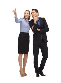 picture of man and woman working with something imaginary.