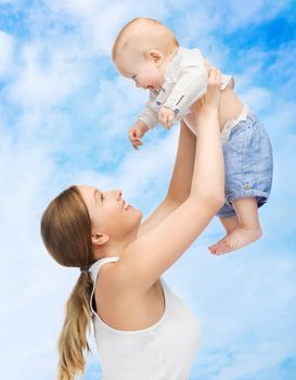 picture of happy mother with adorable baby