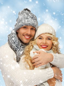 bright picture of family couple in a winter clothes