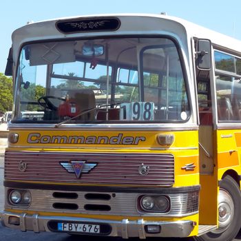 Valetta, Malta - June 6, 2010: Old Maltese bus, main bus terminus at City Gate Square.