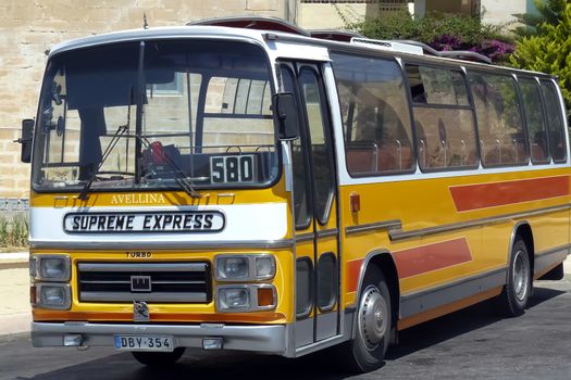 Valetta, Malta - June 6, 2010: Old Maltese bus, main bus terminus at City Gate Square.