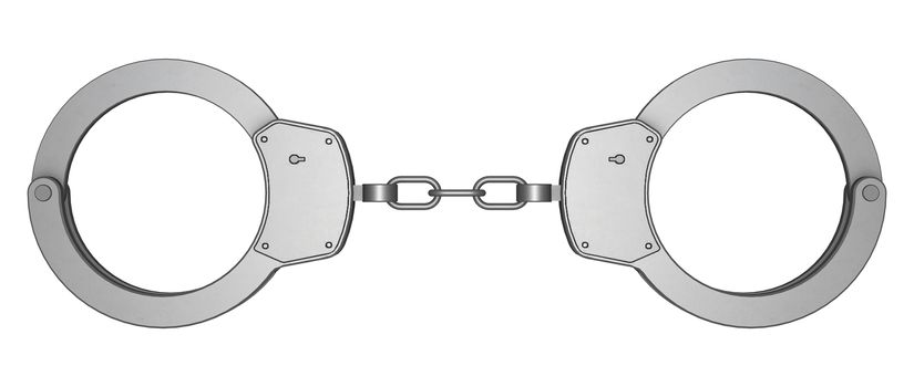3D digital render of handcuffs isolated on white background