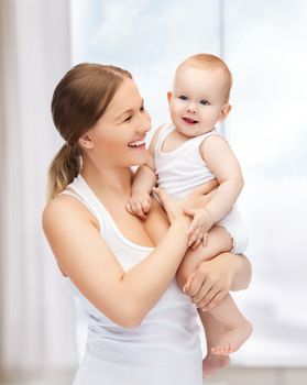 picture of happy mother with adorable baby