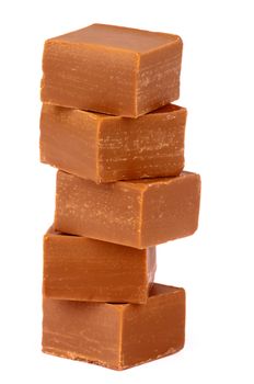 Stack of Caramel Toffee Candies isolated on white background