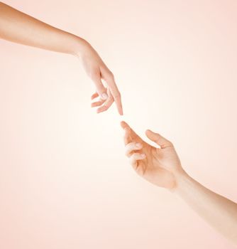 close up of woman giving her hand to man