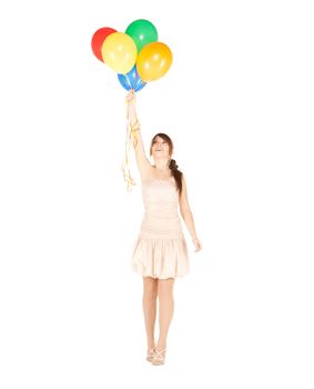 picture of happy girl with colorful balloons