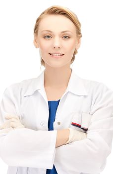 bright picture of smiling female doctor in uniform