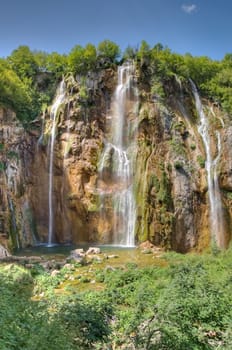 The bigest waterfall (Veliki Slap) at Pltvice Lakes in Croatia