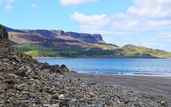 A beach scene photographed at Staffin on the Isle of Skye.