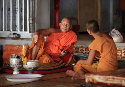 SIEM REAP, CAMBODIA - APRIL 07: Unidentified monks of temple, Angkor Wat, Siem Reap on November 7, 2014, Cambodia. 