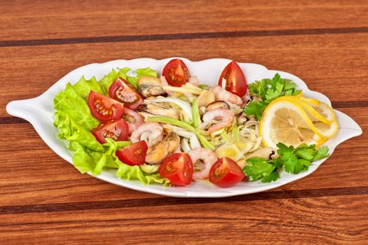 Tasty seafood salad with vegetable