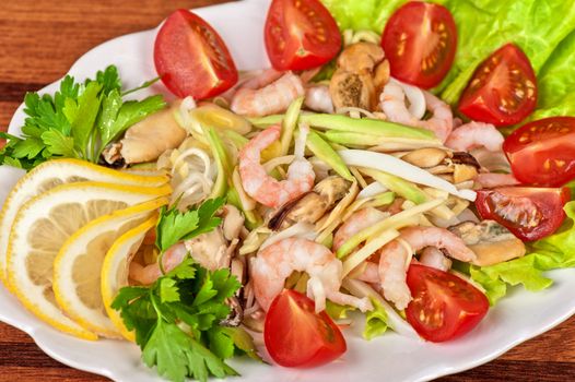 Tasty seafood salad with vegetable