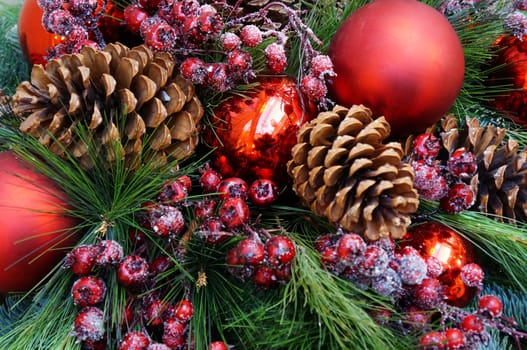 Christmas background of decorated fir