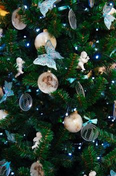 Christmas background of decorated fir