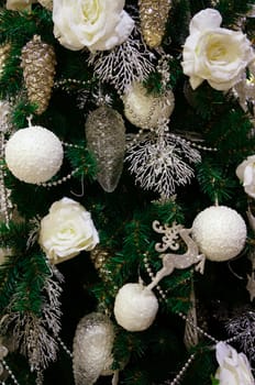 Christmas background of decorated fir