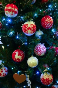 Christmas background of decorated fir