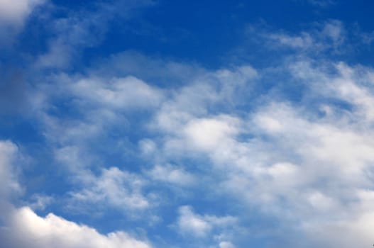Blue sky and white clouds and the sun