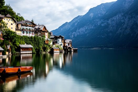 View of small historical village in Austria Hallstatt