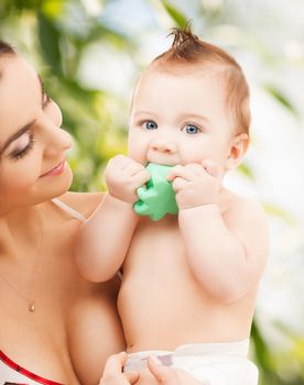 picture of happy mother with adorable baby