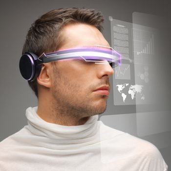 picture of handsome man with digital glasses