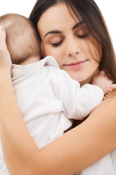 picture of happy mother with adorable baby