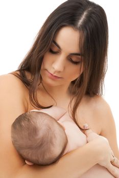 picture of happy mother feeding her adorable baby