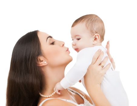 family and motherhood - happy mother kissing her child