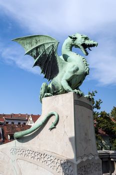 Dragon Bridge in the city of Ljubljana, Slovenia.