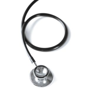 healthcare and medical concept - stethoscope over white background
