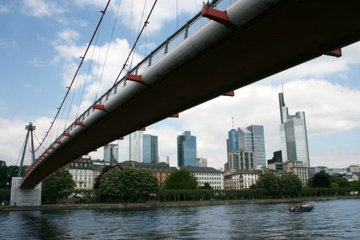 FRANKFURT AM MAIN, GERMANY, MAY The 4th 2014: 
Banking district in  Frankfurt am Main taken from the river bank, Germany, Europe. Picture taken on May the 4th 2014.