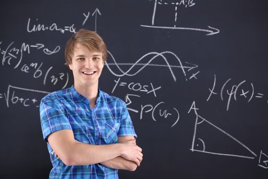 Mathematics, physics, chemistry-student at the blackboard