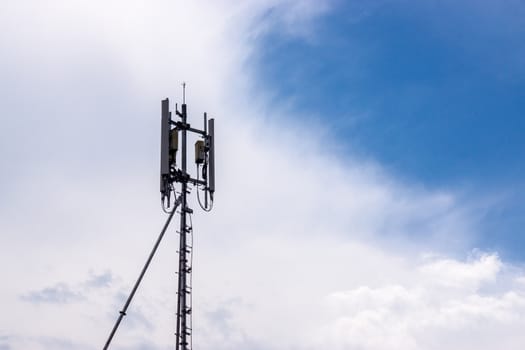 tip of telephone signal pillar on clear sky