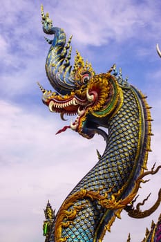 naga sculpture at thai Buddhist temple,Chiangrai,Thailand