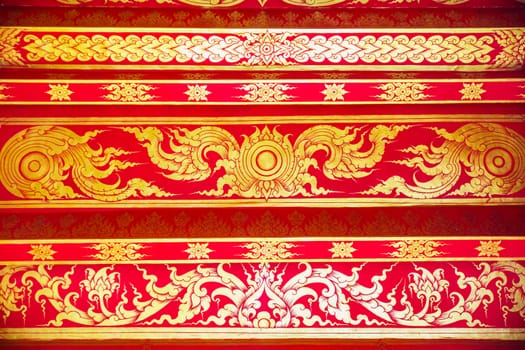 detail of thai pattern at temple hall,Chiangrai,Thailand