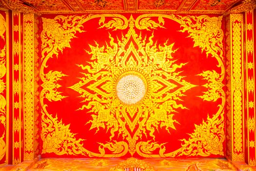 detail of thai pattern at temple hall,Chiangrai,Thailand