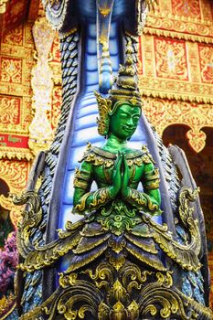 green angel sculpture at Chiangrai temple,Thailand