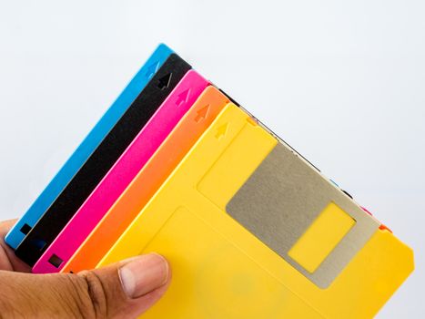A floppy disk, or diskette, is a disk storage medium composed of a disk of thin and flexible magnetic storage medium, sealed in a rectangular plastic carrier lined with fabric that removes dust particles.