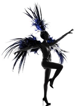 woman showgirl dancer revue dancing in studio isolated on white background