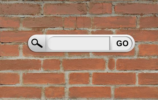 Search bar in browser. Brick wall as backdrop