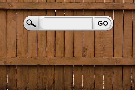 Search bar in browser. Aged wooden painted surface on background