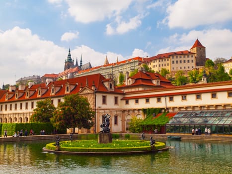 View frome Wallenstein garden to Prague castle, Czech Republic