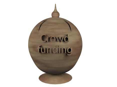 Crowd funding piggy bank isolated over white, 3d render