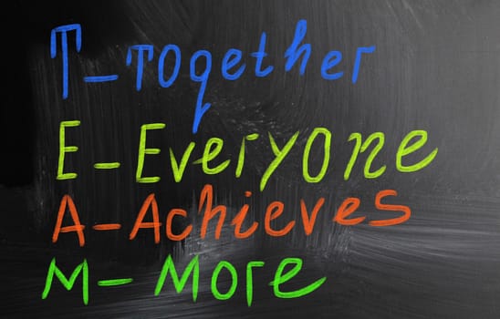 team handwritten with chalk on a blackboard