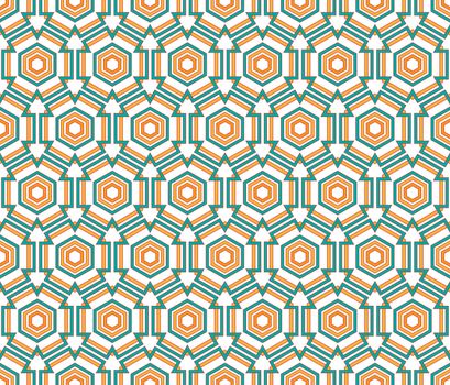 background or fabrik orange and green hexagon linear pattern