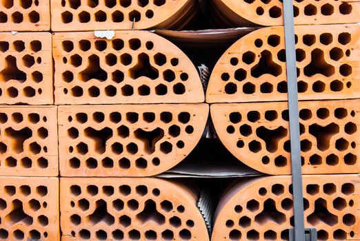 Stacks of silicate bricks with rounded edges