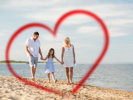 summer holidays, children, family and people concept - happy family at the seaside