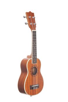 Classic ukulele Hawaiian guitar, studio shot isolated on white background 