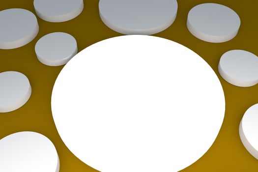 3d blank abstract white button with yellow background.