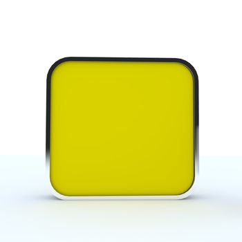 Yellow blank box display new design aluminum frame template for design work,isolate on white background.