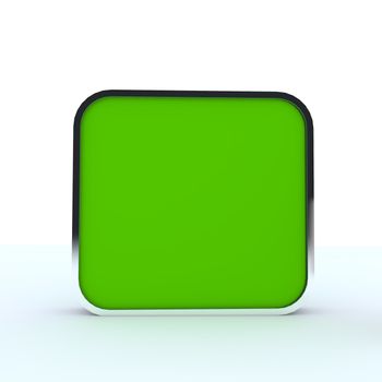 Green blank box display new design aluminum frame template for design work,isolate on white background.